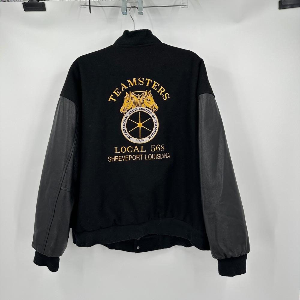 Birdie Mens Jacket Size L Vintage Teamsters Local 568 Wool Leather Varsity Union - Picture 5 of 11